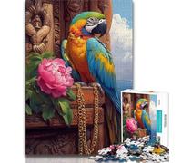 Puzzles pour Adolescents Portrait de Perroquet Puzzles pour Adultes 1000 pièces idée Cadeau d'anniversaire pour Adultes Jeu Familial et Passe-Temps (50x75cm)