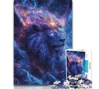 Puzzles pour Adolescents Portrait d'un Beau Lion Puzzles pour Adultes 1000 pièces Jouets de Divertissement Familial idéal comme Cadeau pour Toute la Famille 75x50cm