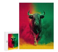 Puzzles pour Adolescents Powerful Bull in Action Puzzle Anti-Stress pour Adolescents Chaque Pièce Est Unique - Idéal comme Cadeau pour Toute La Famille 500 PCS
