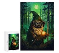 Puzzles pour Adolescents Pug Wizard Forest Pixel Puzzles pour Adultes Jeu Manuel Cadeau d'anniversaire Cadeau d'anniversaire, Cadeaux, 300 PCS