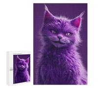 Puzzles pour Adolescents Purple Cat with Pink Eyes Puzzle Anti-Stress pour Adolescents Chaque Pièce Est Unique - Idéal comme Cadeau pour Toute La Famille 1000 PCS