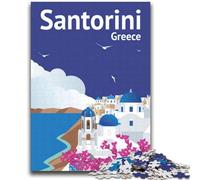 Puzzles pour Adolescents Puzzle 1000 pièces Affiche de Voyage à Santorin Aidez Le Cerveau à exercer Jouets addictifs pour cultiver la Patience Convient aux Couples (Taille 38x52cm)