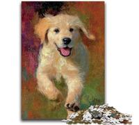 Puzzles pour Adolescents Puzzle 1000 pièces Bébé Golden Retriever en Train de Courir Design Dynamique et Unique Expérience de Puzzle relaxante et stimulante 50x75cm