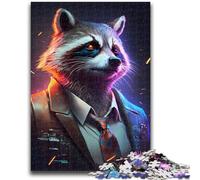 Puzzles pour Adolescents Puzzle 1000 pièces Boss Raccoon en Costume Design Dynamique et Unique Expérience de Puzzle relaxante et stimulante 50x75cm