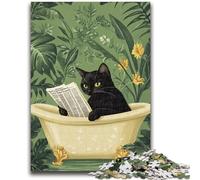 Puzzles pour Adolescents Puzzle 1000 pièces Chat Noir dans la Salle de Bain Jouet éducatif Anti-Stress Interaction Parent-Enfant pour et 14 Ans 38x26cm