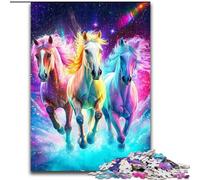 Puzzles pour Adolescents Puzzle 1000 pièces Cheval Arc-en-Ciel, Difficile avec des pièces entièrement emboîtables de Formes aléatoires 26x38cm