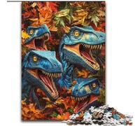 Puzzles pour Adolescents Puzzle 1000 pièces Dinosaures dans Les Feuilles mortes Staycation Kill Time avec pièces entièrement emboîtables de Formes aléatoires 26x38cm