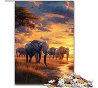 Puzzles pour Adolescents Puzzle 1000 pièces Éléphant d'Afrique, pour et à partir de 14 Ans Jouets éducatifs d'apprentissage Jeux de Famille Cadeau d'anniversaire 50x75cm