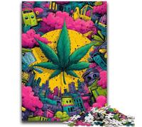 Puzzles pour Adolescents Puzzle 1000 pièces Feuilles psychédéliques Soulagement du Stress Séjour Tuer Le Temps avec Affiche Assortie et Feuille de Quiz 26x38cm