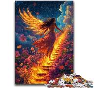 Puzzles pour Adolescents Puzzle 1000 pièces Fille de feu avec des Ailes Soulagement du Stress Staycation Tuer Le Temps avec Affiche Assortie et Feuille de Quiz 50x75cm
