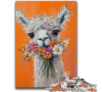 Puzzles pour Adolescents Puzzle 1000 pièces Fleur Alpaga Staycation Tuer Le Temps avec des pièces entièrement emboîtables de Formes aléatoires 50x75cm