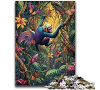 Puzzles pour Adolescents Puzzle 1000 pièces Gibbon de la forêt Tropicale Staycation Kill Time avec pièces entièrement emboîtables de Formes aléatoires 50x75cm