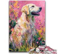 Puzzles pour Adolescents Puzzle 1000 pièces Golden Retriever dans Les Fleurs Difficile à compléter mais Amusant et Humoristique Jeu éducatif pour Anniversaire 26x38cm