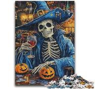 Puzzles pour Adolescents Puzzle 1000 pièces Halloween Squelette Staycation Kill Time avec pièces entièrement emboîtables de Formes aléatoires 26x38cm