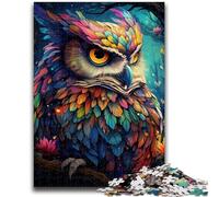 Puzzles pour Adolescents Puzzle 1000 pièces Hibou coloré Staycation Kill Time avec pièces entièrement emboîtables de Formes aléatoires 26x38cm