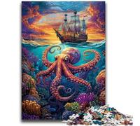 Puzzles pour Adolescents Puzzle 1000 pièces Ocean Octopus Staycation Kill Time avec pièces entièrement emboîtables de Formes aléatoires 26x38cm