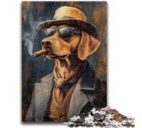 Puzzles pour Adolescents Puzzle 1000 pièces Teckel fumant Une Cigarette Aide Le Cerveau à exercer Jouets addictifs pour cultiver la Patience Convient aux Couples 26x38cm