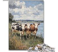 Puzzles pour Adolescents Puzzle 1000 pièces Trois Vaches, pour et à partir de 14 Ans Jouets éducatifs d'apprentissage Jeux de Famille Cadeau d'anniversaire 50x75cm