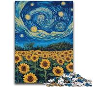 Puzzles pour Adolescents Puzzle 1000 pièces Van Gogh Tournesols la Nuit pour Jeu éducatif Défi Jouet Offrez des Cadeaux pour Toute la Famille 26x38cm