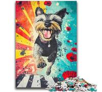 Puzzles pour Adolescents Puzzle 1000 pièces Yorkshire Terrier Heureux Soulagement du Stress Staycation Tuer Le Temps avec Affiche Assortie et Feuille de Questions 26x38cm