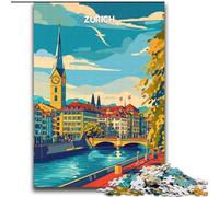 Puzzles pour Adolescents Puzzle 1000 pièces Zurich Sérénité, Analyse et Logique avec pièces de Formes aléatoires entièrement emboîtables pour Les Enfants de 14 Ans et Plus 75x100cm