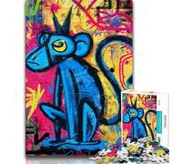 Puzzles pour Adolescents Puzzle Singe de Style Basquiat 1000 pièces pour Adultes et Adolescents pièces entièrement emboîtables et de Formes aléatoires 38x26cm