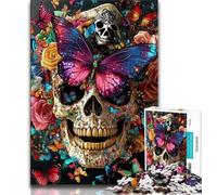 Puzzles pour Adolescents Puzzles Adultes 1000 pièces Motif Papillon et crâne idéal comme Cadeau pour Toute la Famille de 14 à 18 Ans (26x38cm)