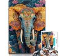 Puzzles pour Adolescents, Puzzles artistiques d'éléphants pour Adolescents, défi d'intelligence cérébrale, Jouets addictifs pour la décoration de la Maison (Taille 38x26cm)