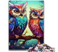 Puzzles pour Adolescents, Puzzles colorés en Forme de Hibou, Jouets de Divertissement Familial avec Affiche et fiche de Questions-réponses (26x38cm)