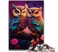Puzzles pour Adolescents, Puzzles colorés en Forme de Hibou, Jouets de Divertissement Familial avec Affiche et fiche de Questions-réponses (26x38cm)