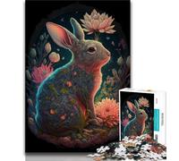 Puzzles pour Adolescents Puzzles colorés en Forme de Lapin pour Adolescents Jouets de Divertissement Familial avec Affiche et fiche de Questions Assorties 38x26cm