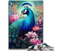 Puzzles pour Adolescents, Puzzles colorés en Forme de Paon, Jouets de Divertissement Familial avec Affiche et fiche de Questions-réponses (26x38cm)