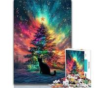 Puzzles pour Adolescents Puzzles de 1 000 pièces Motif Arbre de Noël et Chat pour Adultes et Adolescents Jeu Familial Anti-Stress défi Difficile Cadeaux Secrets du Père Noël (26x38cm)