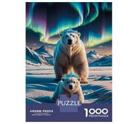 Puzzles pour Adolescents - Puzzles De 1000 Pièces Aurora Crowned Polar Bears Puzzles pour Adultes - Jeu De Réflexion - Décoration Murale - Cadeaux Anti-Stress 52x38cm/1000pcs