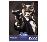 Puzzles pour Adolescents, Puzzles De 1000 Pièces Cat Secret Agent Puzzle, Jeux Amusants, Cadeau d'anniversaire, À Offrir À Toute La Famille 70x50cm/1000pcs