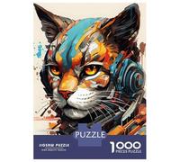 Puzzles pour Adolescents, Puzzles De 1000 Pièces Cyborg Cat Machine Head Puzzle pour Adultes, Jeu De Réflexion, Une Œuvre d'art, Aidez Votre Cerveau À S'exercer 38x26cm/1000pcs