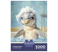 Puzzles pour Adolescents - Puzzles De 1000 Pièces Dolphin in A Bathtub Puzzles pour Adultes - Jeu De Réflexion - Décoration Murale - Cadeaux Anti-Stress 52x38cm/1000pcs