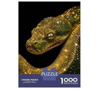 Puzzles pour Adolescents, Puzzles De 1000 Pièces Green Snake with Golden Sparkles Puzzles pour Adultes, Jeux Amusants, Cadeaux pour Femmes, Idéaux pour Toute La Famille 38x26cm/1000pcs