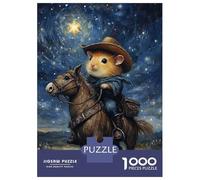 Puzzles pour Adolescents - Puzzles De 1000 Pièces Hamster Cowboy Under Stars Puzzles pour Adultes - Jeu De Réflexion - Décoration Murale - Cadeaux Anti-Stress 52x38cm/1000pcs
