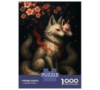 Puzzles pour Adolescents - Puzzles De 1000 Pièces Kitsune with Mask and Cherry Blossoms Puzzles pour Adultes - Jeu De Réflexion - Décoration Murale - Cadeaux Anti-Stress 52x38cm/1000pcs