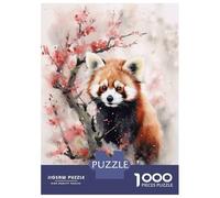 Puzzles pour adolescents, puzzles de 1000 pièces panda rouge aquarelle pour adultes, jeux de relaxation, analyse et logique, soulagement du stress, cadeaux 70 x 50 cm/1000 pièces