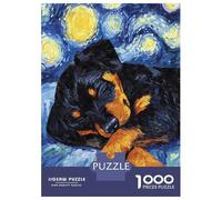 Puzzles pour Adolescents, Puzzles De 1000 Pièces Rottweiler Puppy Sleeping Starry Night Puzzle, Jeux Amusants, Cadeau d'anniversaire, À Offrir À Toute La Famille 52x38cm/1000pcs