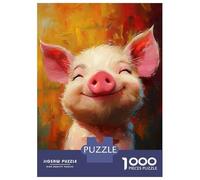 Puzzles pour Adolescents - Puzzles De 1000 Pièces Smiling Happy Pig Puzzles pour Adultes - Jeu De Réflexion - Décoration Murale - Cadeaux Anti-Stress 38x26cm/1000pcs
