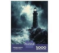 Puzzles pour Adolescents - Puzzles De 1000 Pièces Stormy Lighthouse at Night - Charcoal Art Puzzles pour Adultes - Jeu De Réflexion - Décoration Murale - Cadeaux Anti-Stress 70x50cm/1000pcs