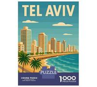 Puzzles pour Adolescents, Puzzles De 1000 Pièces Tel Aviv Cityscape Puzzles pour Adultes, Jeux Amusants, Cadeaux pour Femmes, Idéaux pour Toute La Famille 52x38cm/1000pcs