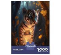 Puzzles pour Adolescents, Puzzles De 1000 Pièces Tiger Cub Glow Puzzles pour Adultes, Jeux Amusants, Cadeaux pour Femmes, Idéaux pour Toute La Famille 70x50cm/1000pcs