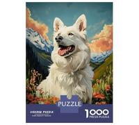 Puzzles pour Adolescents, Puzzles De 1000 Pièces White Swiss Shepherd Dog in Mountain Meadow Puzzles pour Adultes, Jeux Amusants, Cadeaux pour Femmes, Idéaux pour Toute La Famille 70x50cm/1000pcs