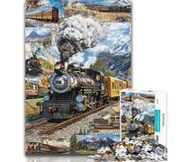 Puzzles pour Adolescents, Puzzles de Collage de Trains, 1 000 pièces, avec Affiche et fiche de Questions-réponses, pour Les Adolescents de 14 Ans et Plus, 50x75cm