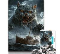 Puzzles pour Adolescents Puzzles de Monstres Marins pour Adolescents Art au Fusain pour Tuer Le Temps décoration d'intérieur 75x50cm