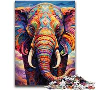 Puzzles pour Adolescents, Puzzles d'éléphants colorés pour Adolescents, Jouets de Divertissement Familial avec Affiche et fiche de Questions-réponses Assorties (50x75cm)